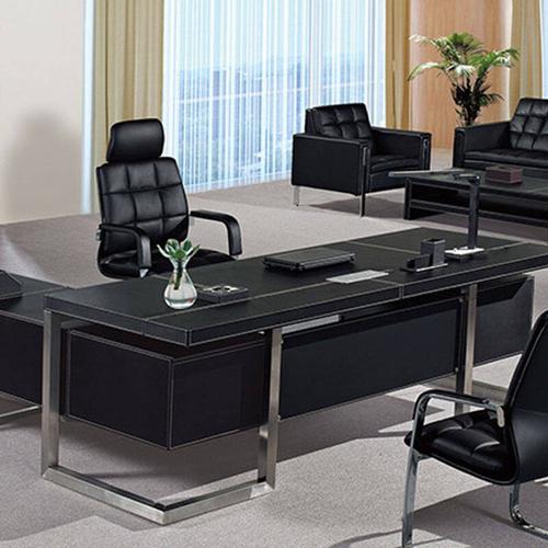 黎科(like)办公家具时尚简约现代钢架老板桌办公桌椅组合总裁经理桌皮